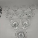 10 crystal champagne glasses, Bacarat, Picadilly model, France