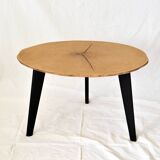 Table basse en bois, ronde, tronc de chêne
