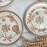 5 grandes assiettes anciennes en Terre de fer marron - Grand Dépôt Paris