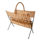 Modernist rattan and metal magazine rack 1970