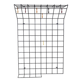 String metal wall mount coat, hat and umbrella rack, 1960s