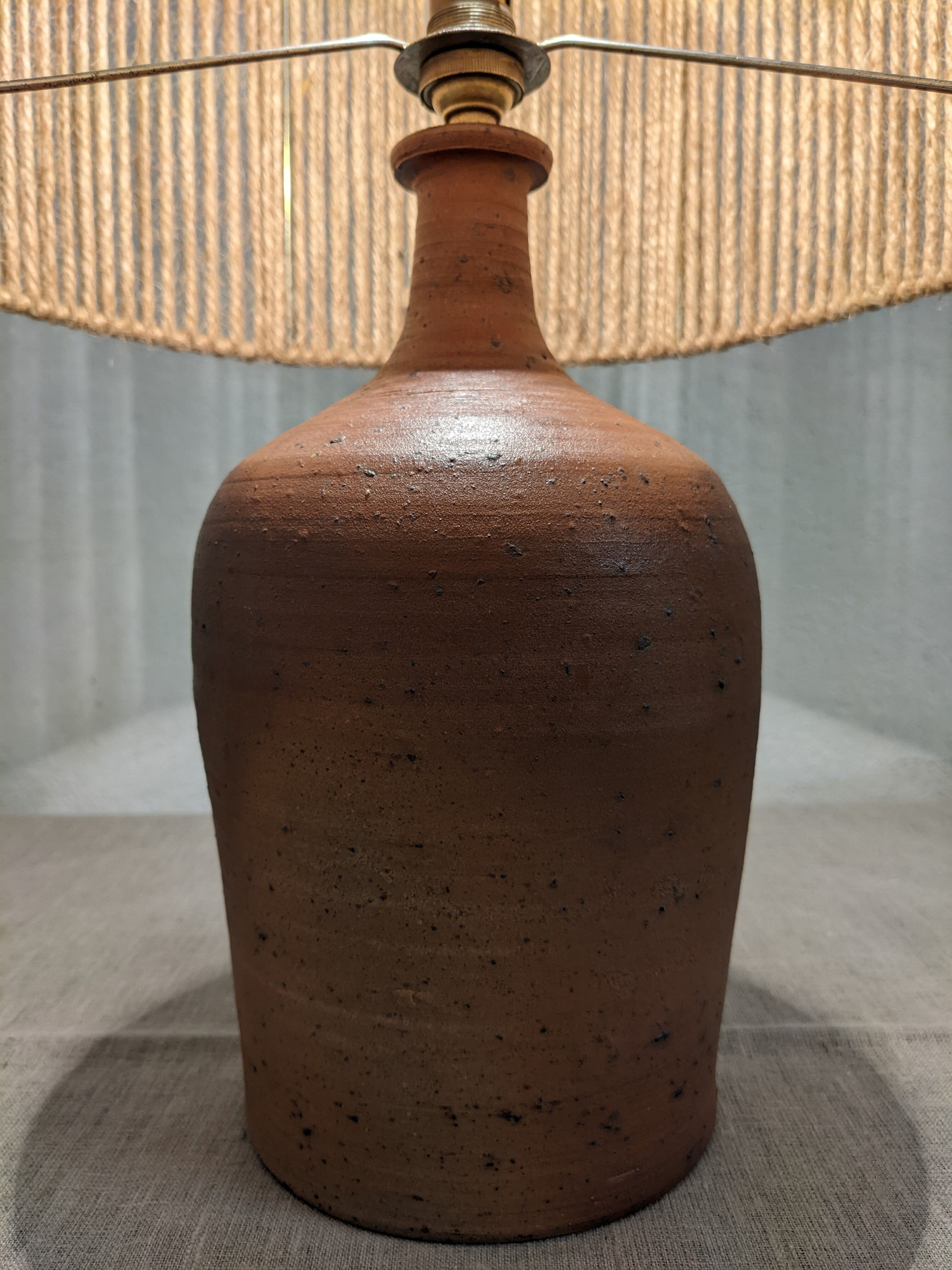 Vintage stoneware lamp and jute rope