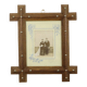 Grand Antique Tramp Art Cadre Cadre Bois Début 20ème Siècle France