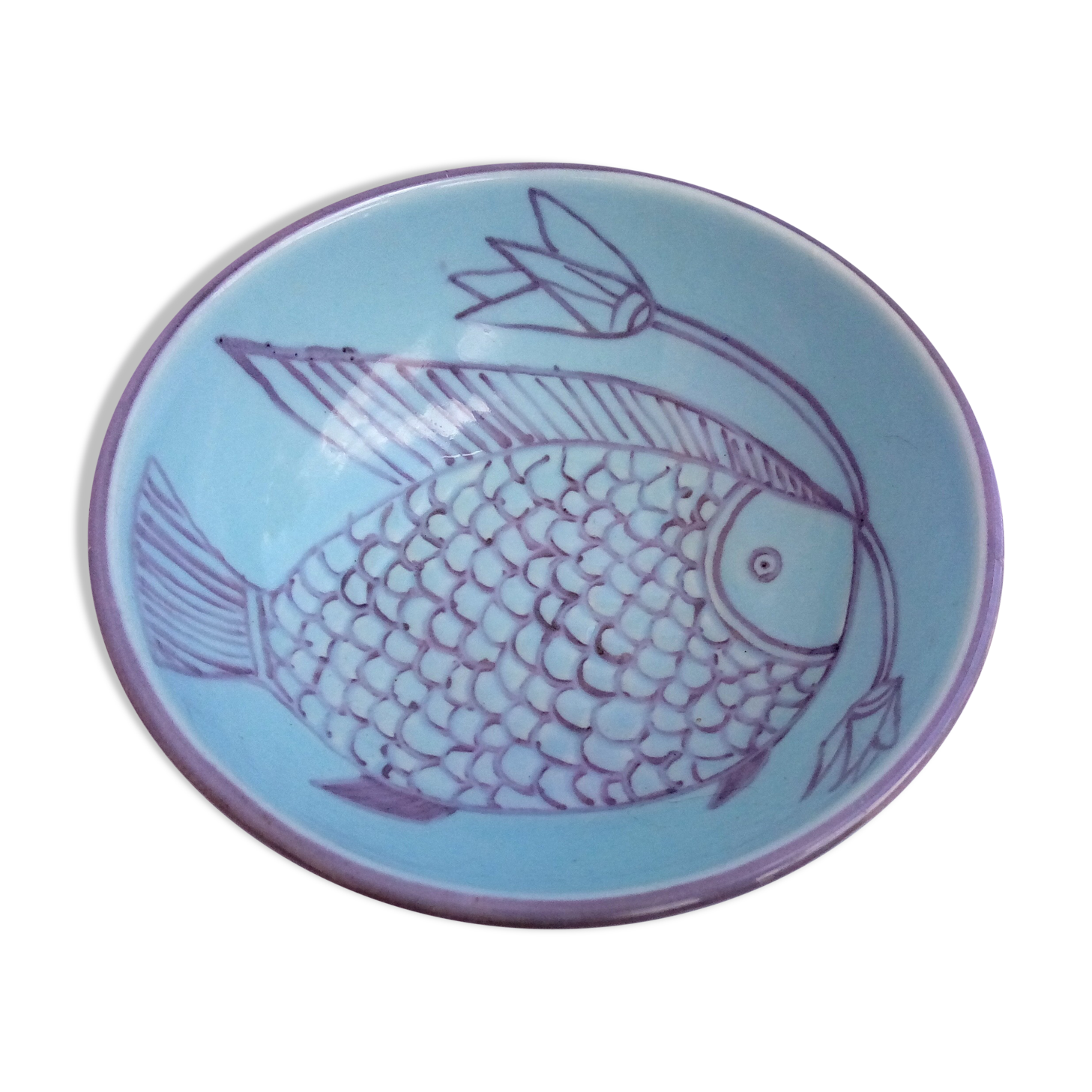 Ethnic blue fish cup
