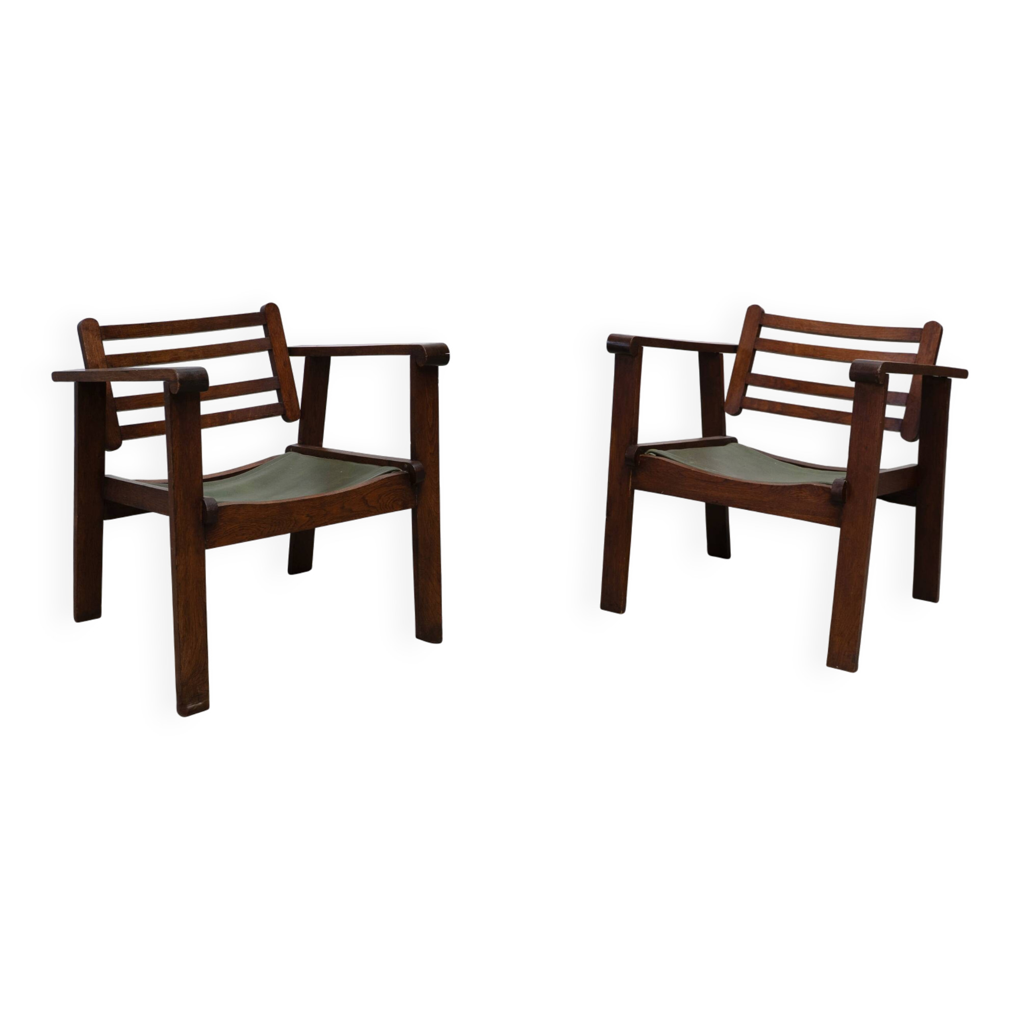 Set of two early French lounge chairs