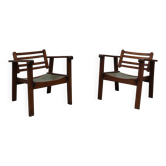 Set of two early French lounge chairs