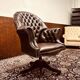 Classic English Chesterfield dark brown office chair