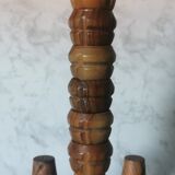 Carved wood shells salt and pepper shaker