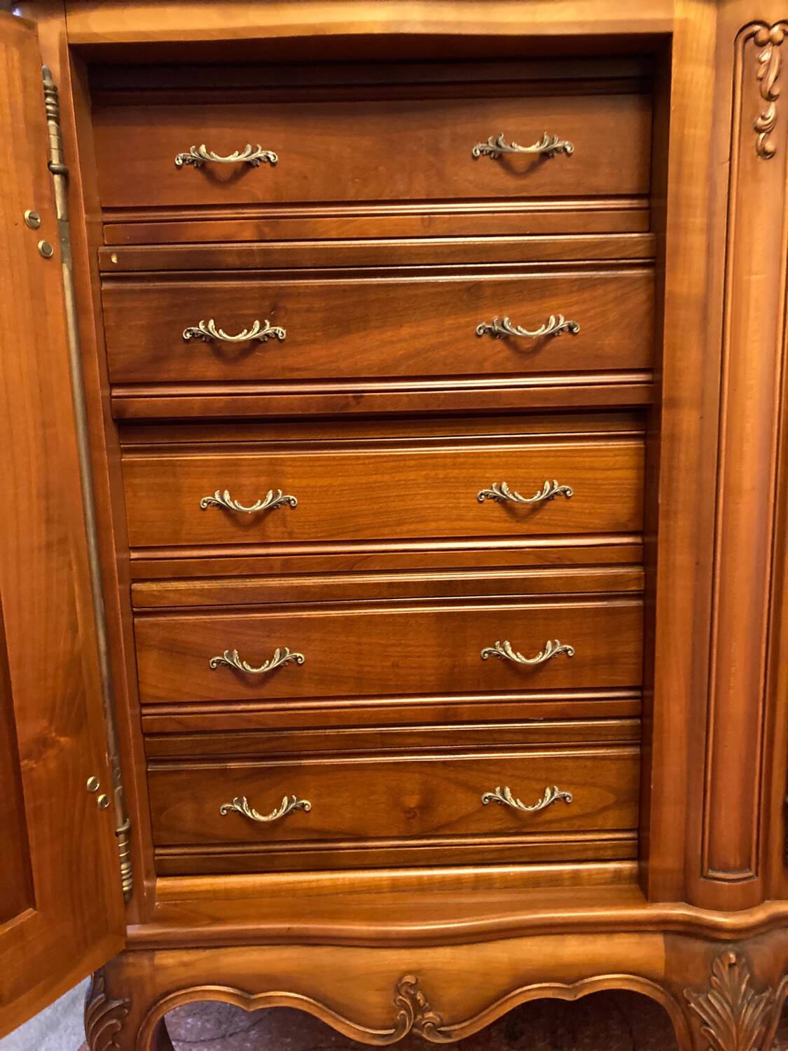 4-door Louis XV style cherry wood sideboard