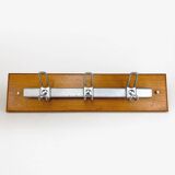 Vintage industrial wood and metal coat rack