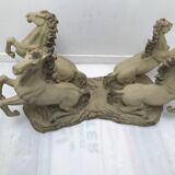 Coffee table glass top on 4 vintage horses