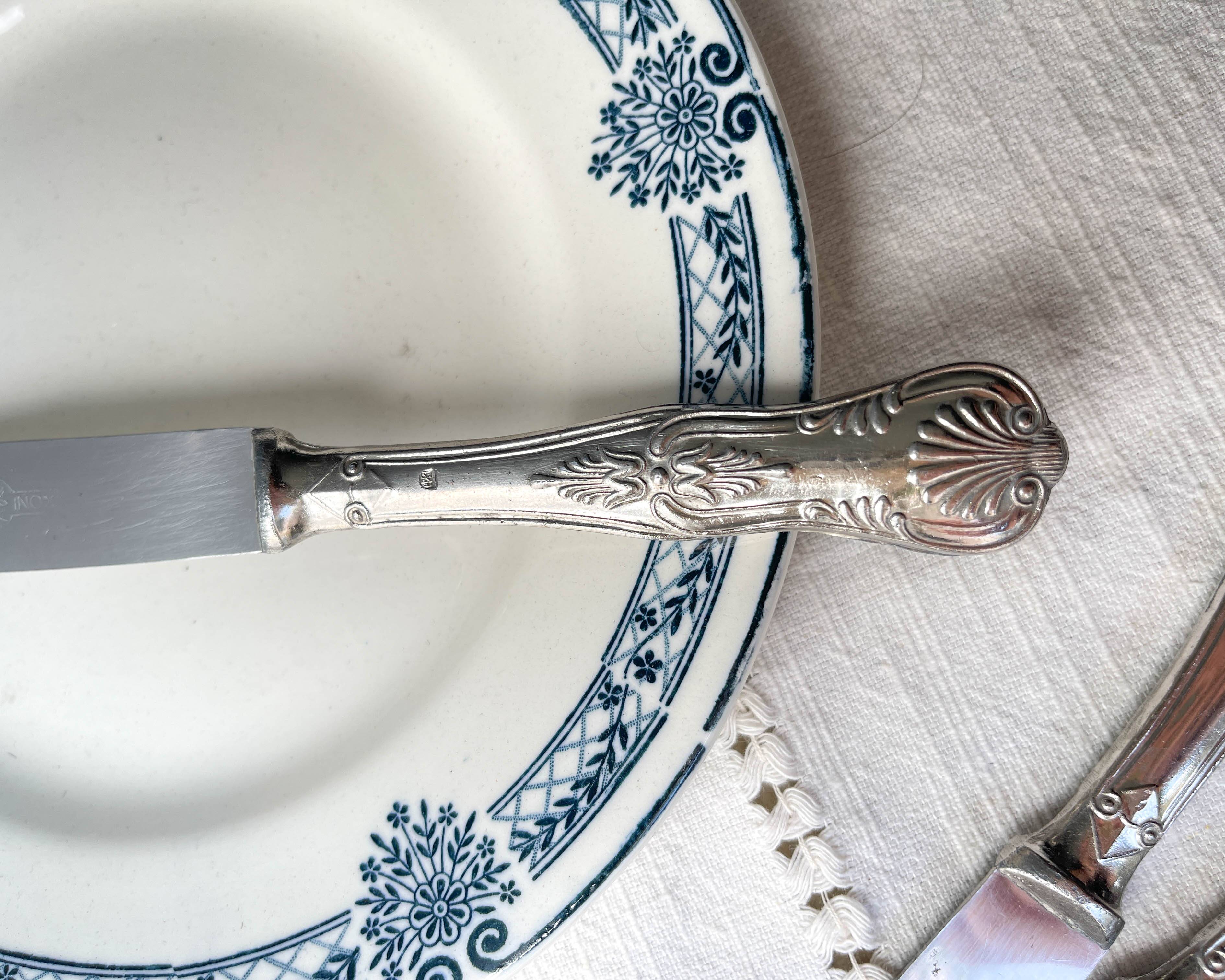 10 Vintage Rocaille Style Metal Knives