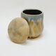 Gilbert Metenier Covered pot in beige and blue art nouveau flamed stoneware