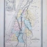 Palestine, old map, printed in 1852.