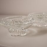 Set of 2 glass candle holders, ridged effect