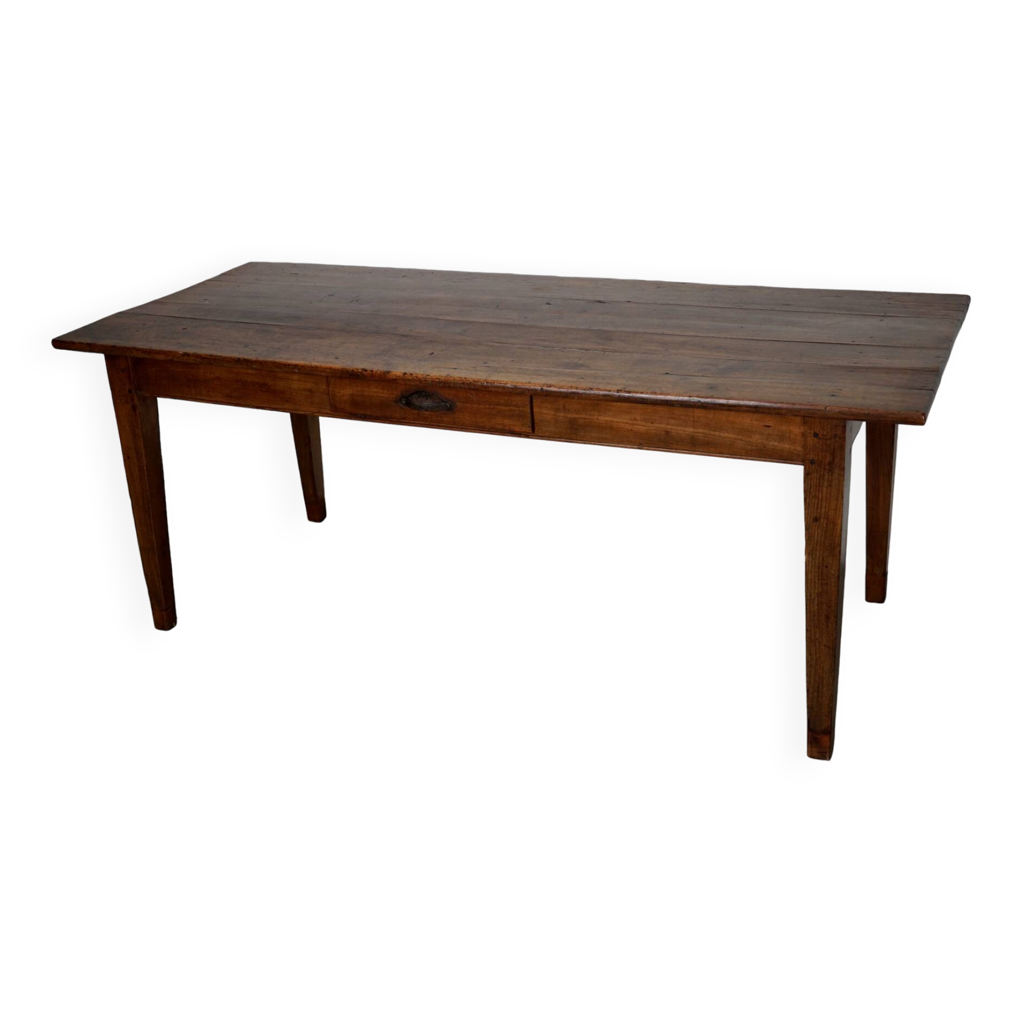 Antique Fruitwood & Oak Early 20th Century French Rustic Farmhouse Dining Table