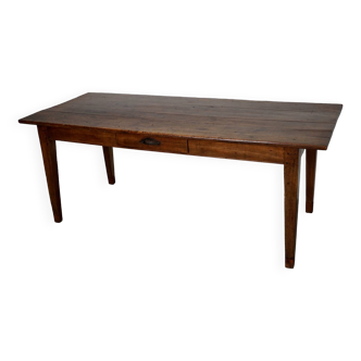 Antique Fruitwood & Oak Early 20th Century French Rustic Farmhouse Dining Table