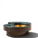 Table basse Willy Rizzo Yin-Yang - Laque, laiton & verre (Circa 70)