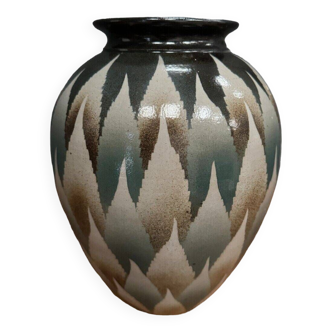 Vase en grès XXe poterie de Hohwiller décor géométrique