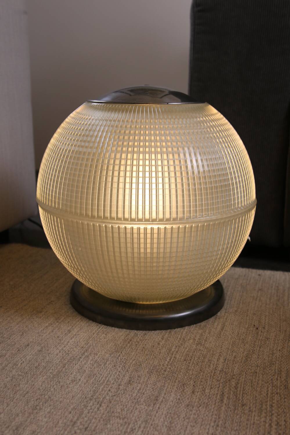 Vintage 1960s XXL Holophane Globe Table Lamp