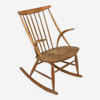 Oak rocking chair, Illum Wikkelsø, N. Eilersen, Denmark, 1960