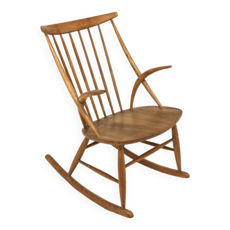 Oak rocking chair, Illum Wikkelsø, N. Eilersen, Denmark, 1960