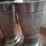 Duo of pewter vases