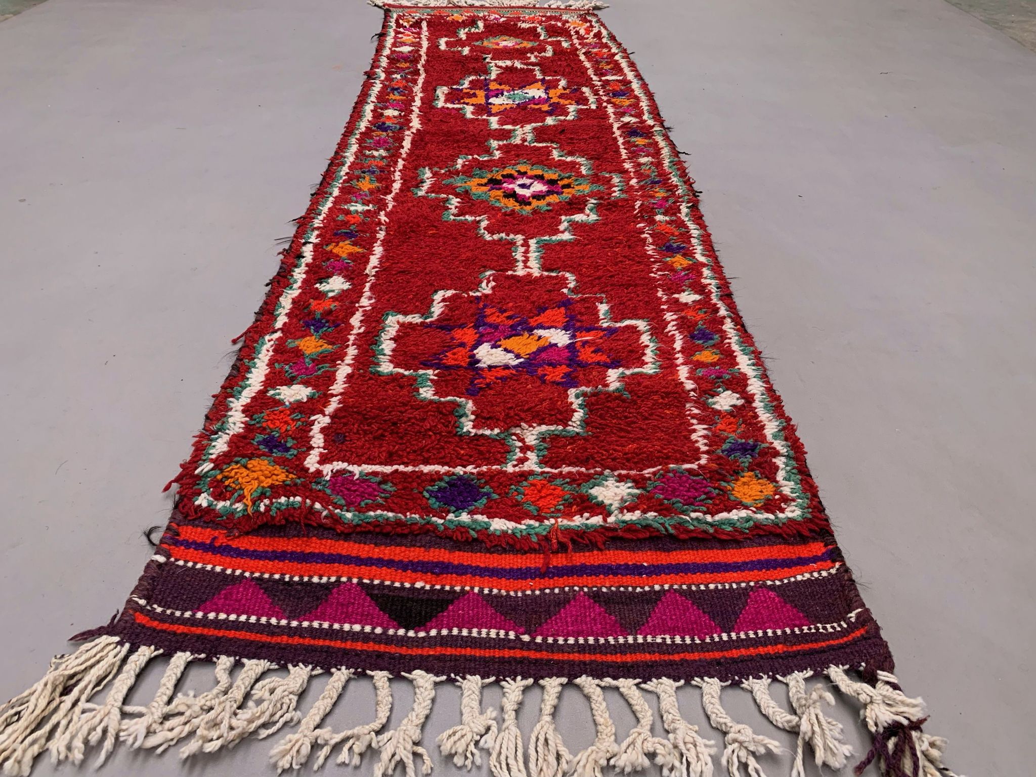 Vintage Turkish  Tribal Runner 330x90 cm veg dye wool rug tribal, handmade