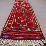 Vintage Turkish  Tribal Runner 330x90 cm veg dye wool rug tribal, handmade