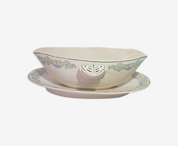Saucière in earthenware of Emile bourgeois, iron earth. Antique French Vintage