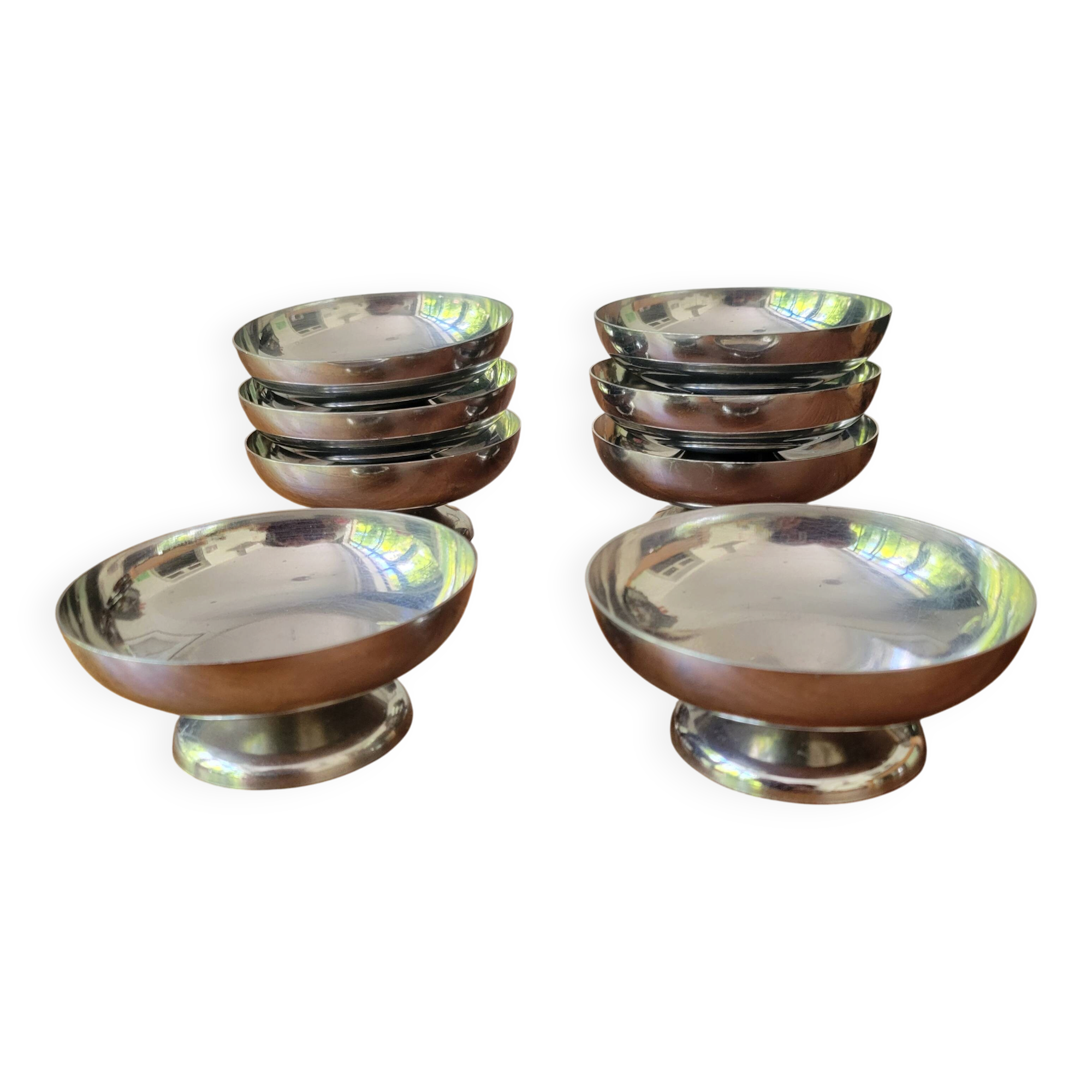 8 stainless steel ice cream bowls