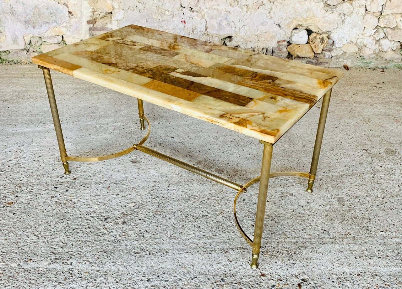 Vintage coffee table in marble and onyx circa 60/70