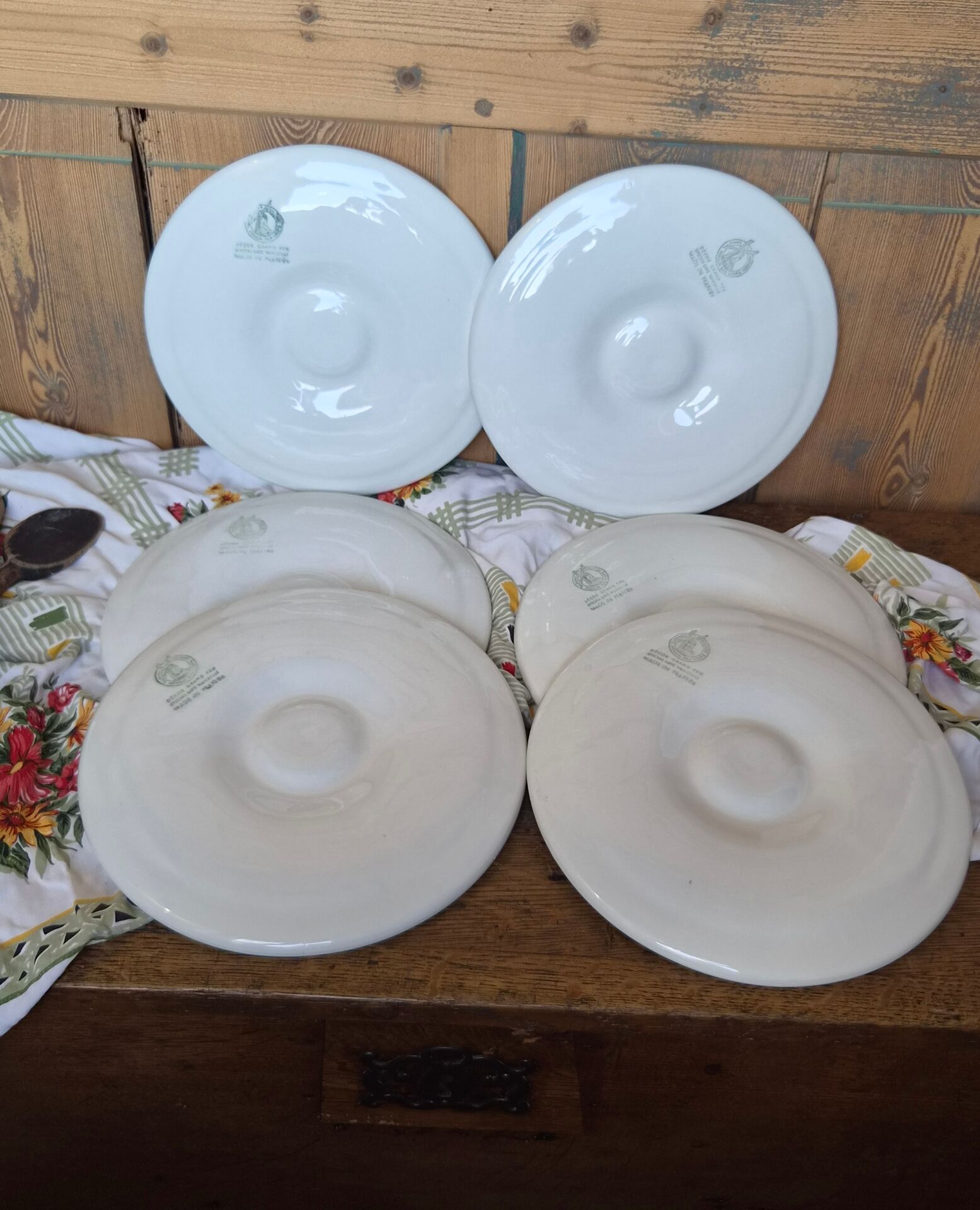 Lot de 6 Assiettes à Huîtres Vintage Orchies Moulin des Loups – Vert A
