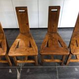 Suite of 4 brutalist-style tripod chairs