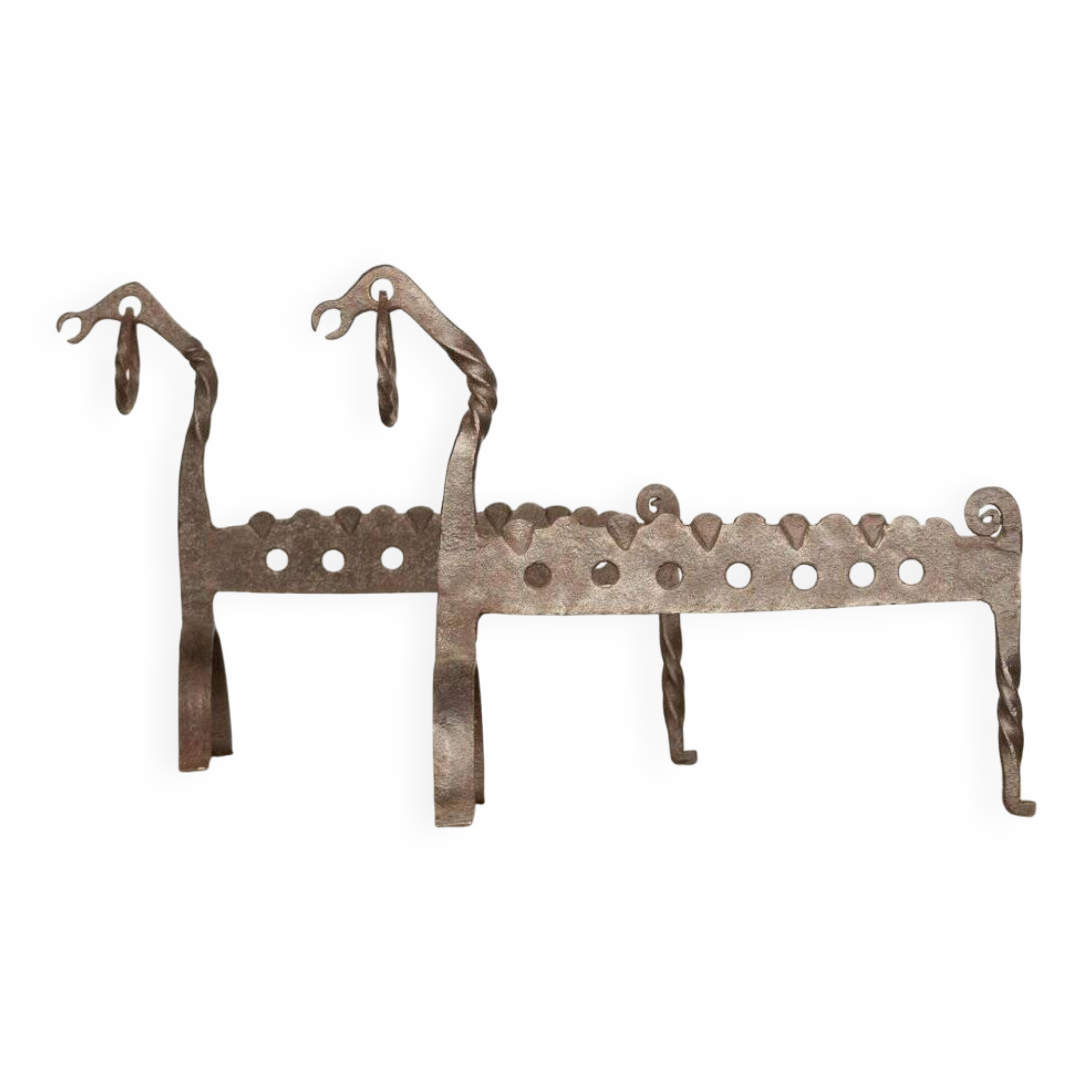 Hand-forged zoomorphic candle holders, Italy, 1950s, set of 2