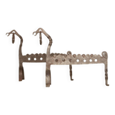 Hand-forged zoomorphic fireplace fenders, Italy, 1950s, set of 2.