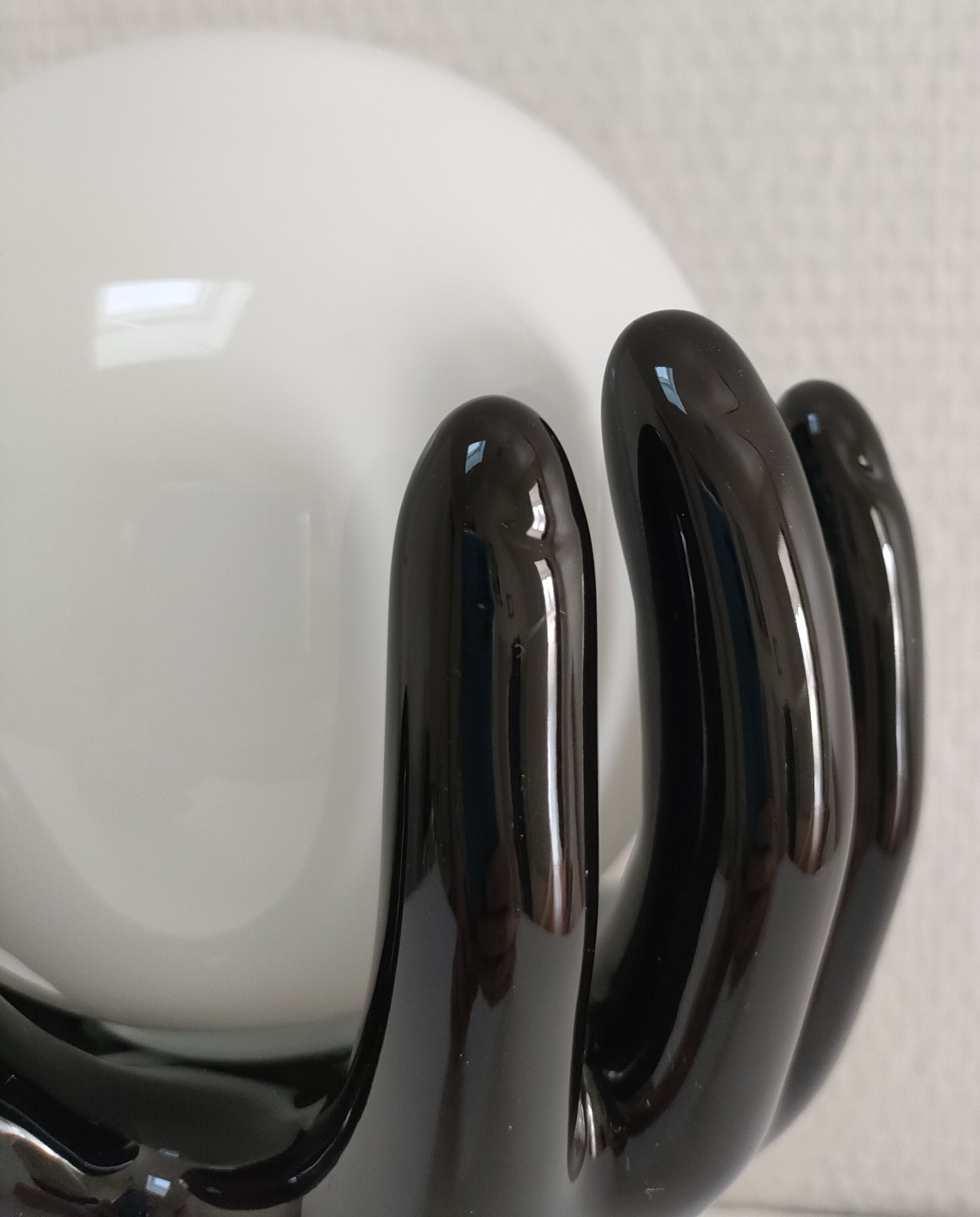 Black ceramic and opaline design hand lamp 90s
