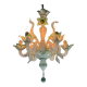 Lustre vénitien en verre de Murano blanc opaline et vert