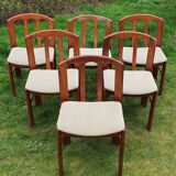 Set of 6 chairs in solid teak Roche Bobois. 1960/1970