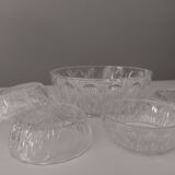 Glass bowl with cups, 70s