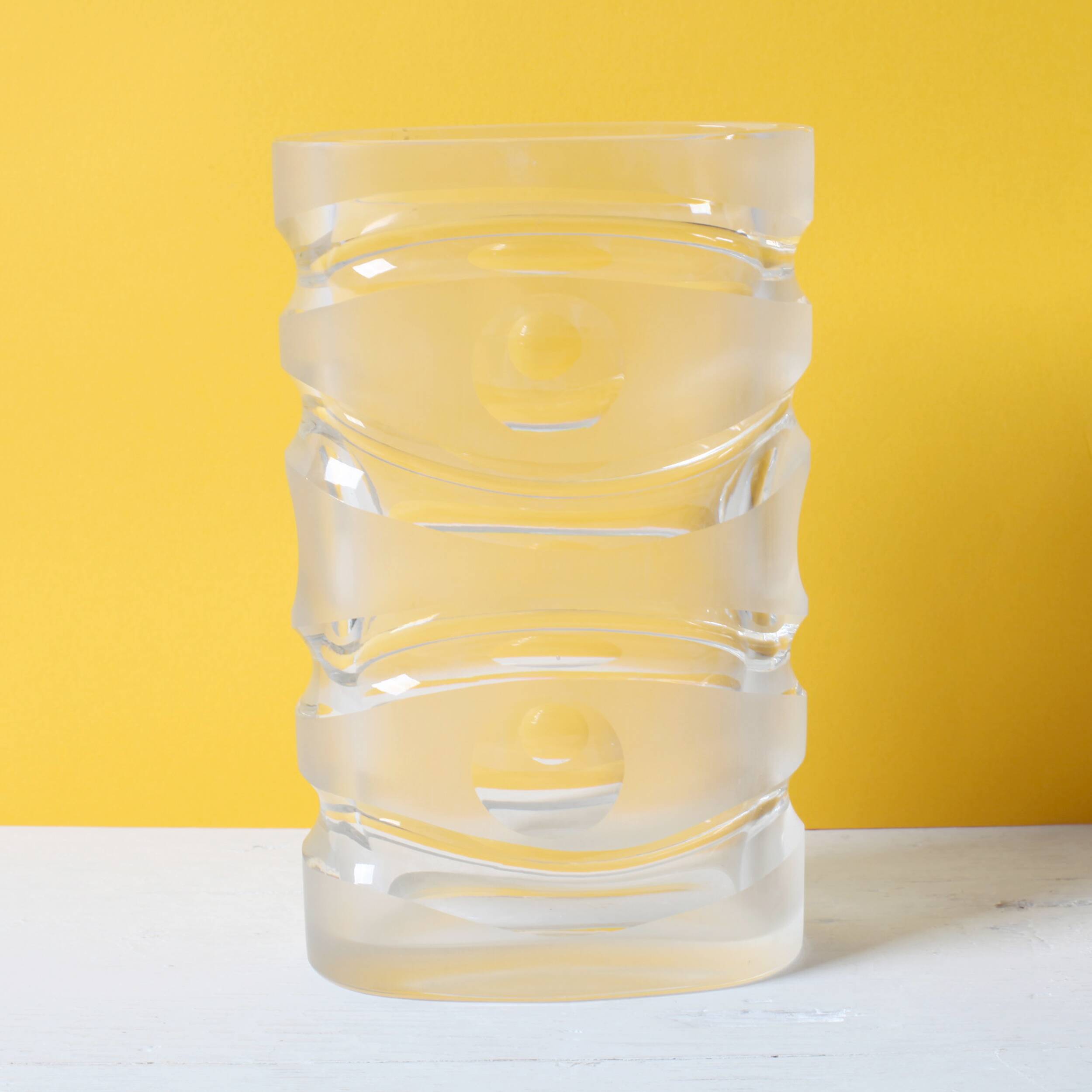 Iced and Polished Crystal Class Vase / Peill & Puzzler / Germany / 1960s