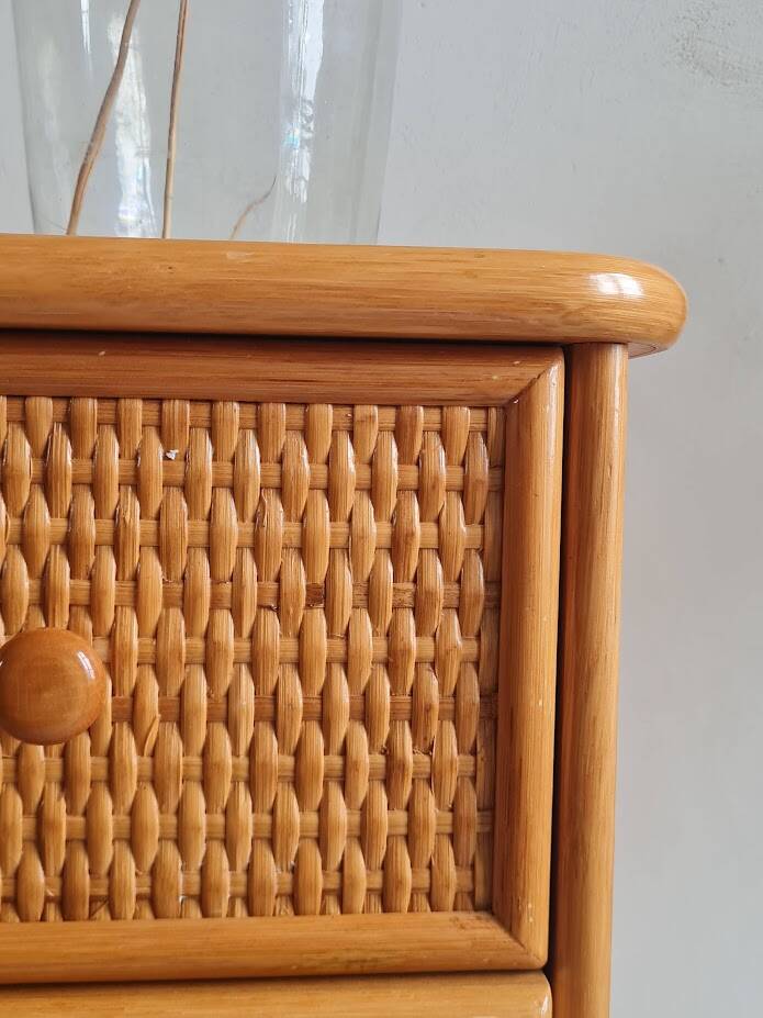 Vintage rattan chest of drawers