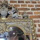 mirror in gray and gold patinated wood with loves