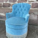 Fauteuil crapaud velours bleu