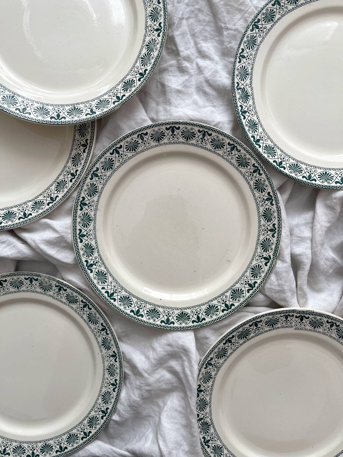 6 ironstone dessert plates “Palmettes” Boch Freres La Louvière