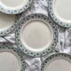 6 ironstone dessert plates “Palmettes” Boch Freres La Louvière