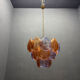 1980s Retro Murano Glass Shell Chandelier in Amber and Lavender, Italy