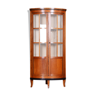 Biedermeier Cherry-Tree Corner Display Cabinet, Original, Czechia, 1840s