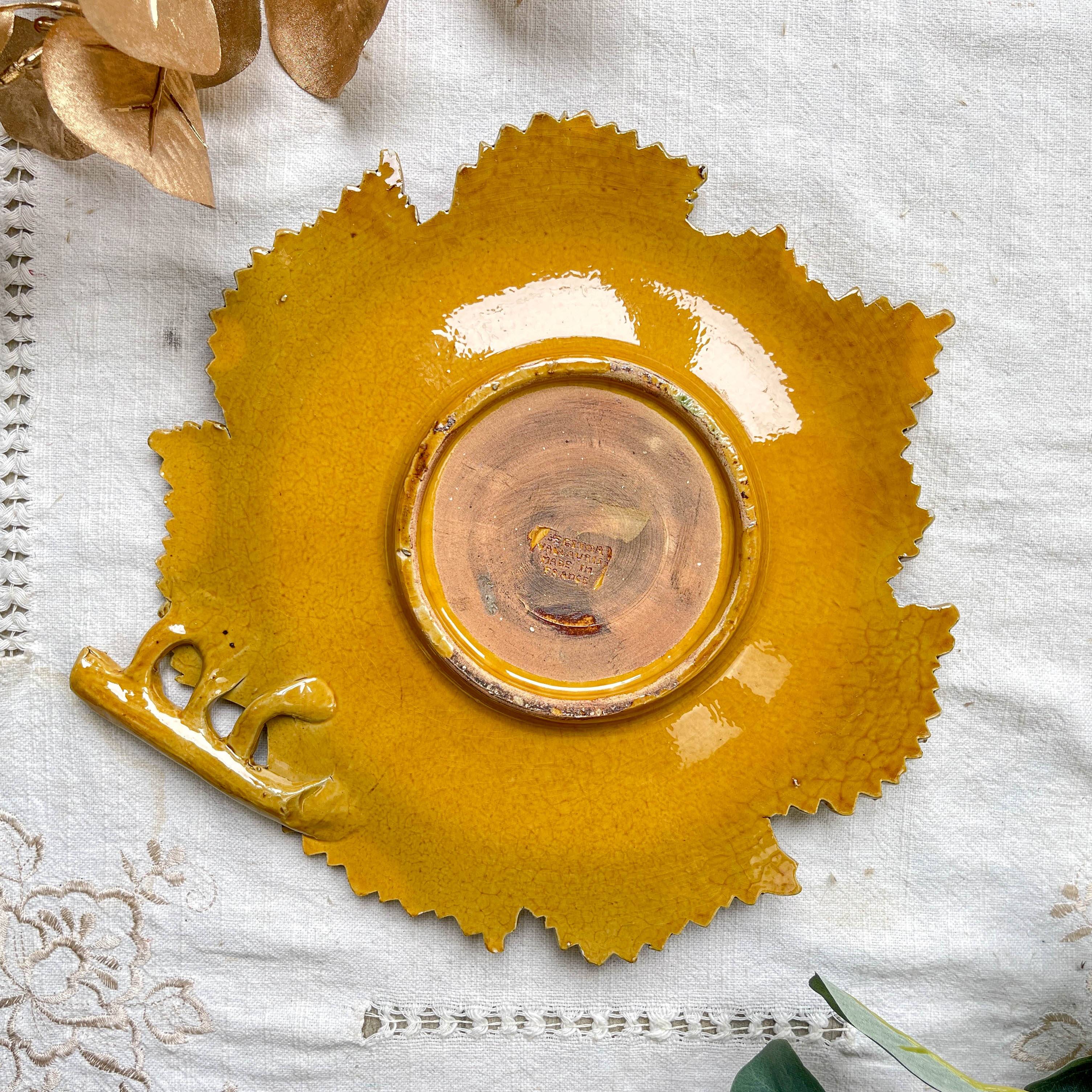 Vintage ochre earthenware dish AEGITNA Vallauris 1950/60