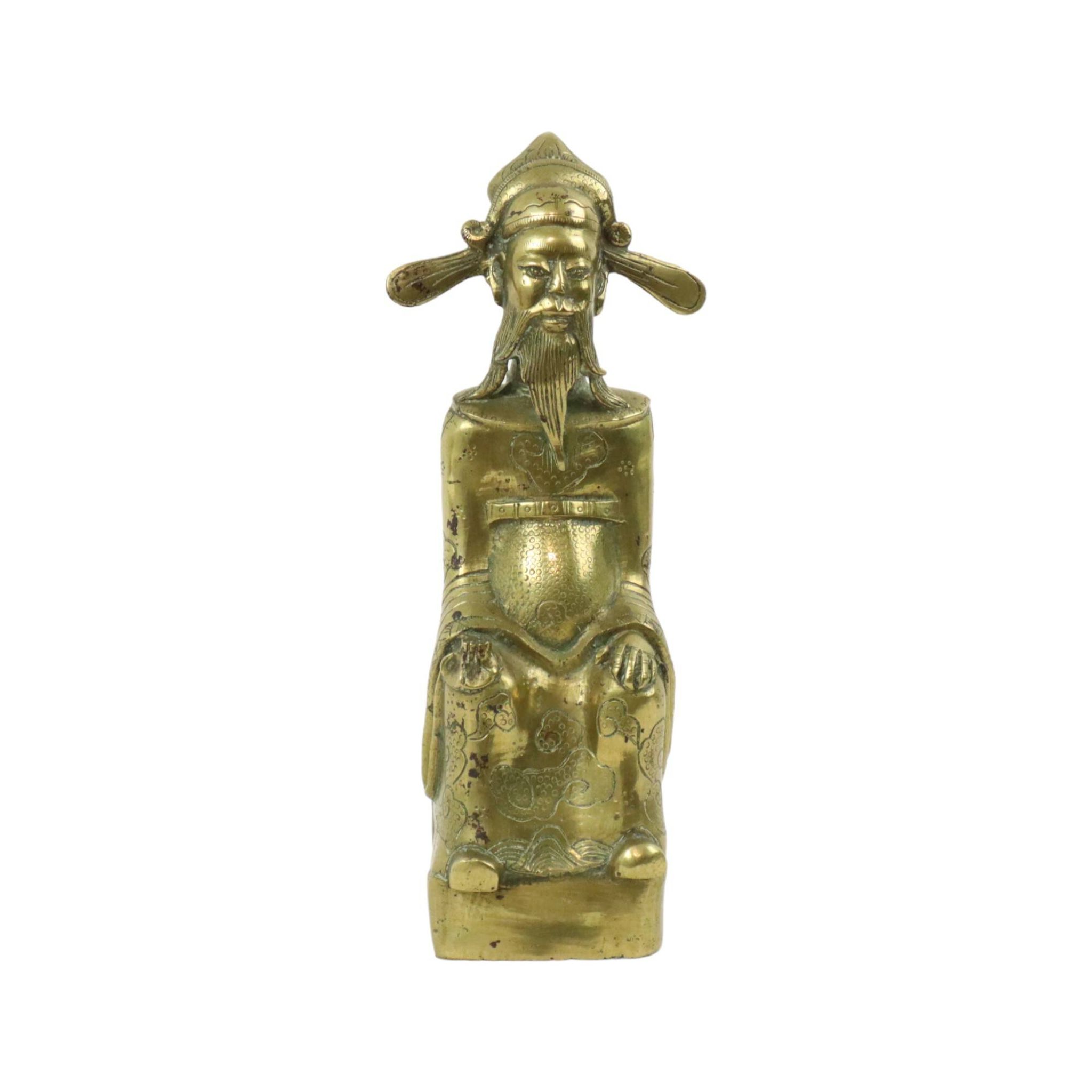 Vintage Brass Statue Kitchen God Zao Jun Buddha Statue